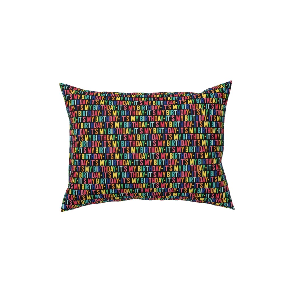 It's My Birthday Rainbow - Multicolor on Dark Pillow, Woven, Beige, 12x16, Single Sided, Multicolor