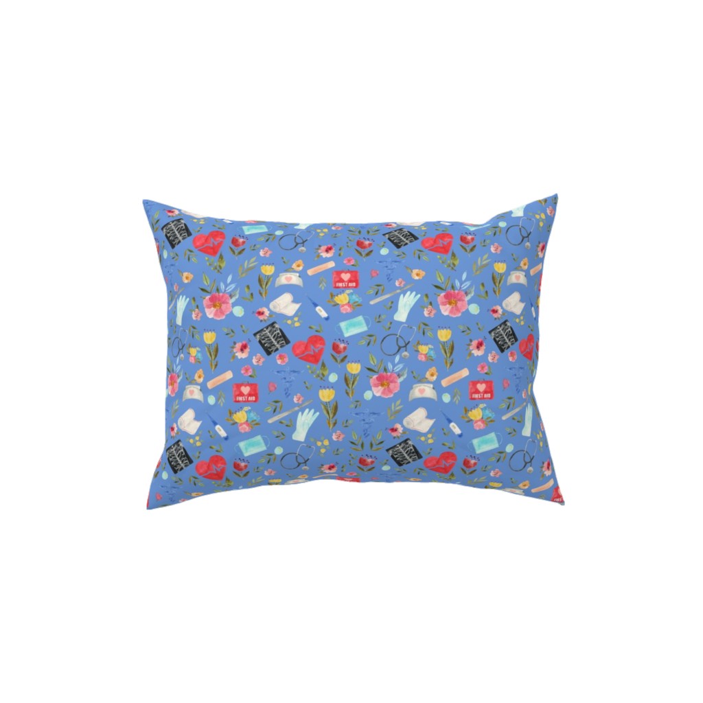 Love To Care Pillow, Woven, Beige, 12x16, Single Sided, Blue