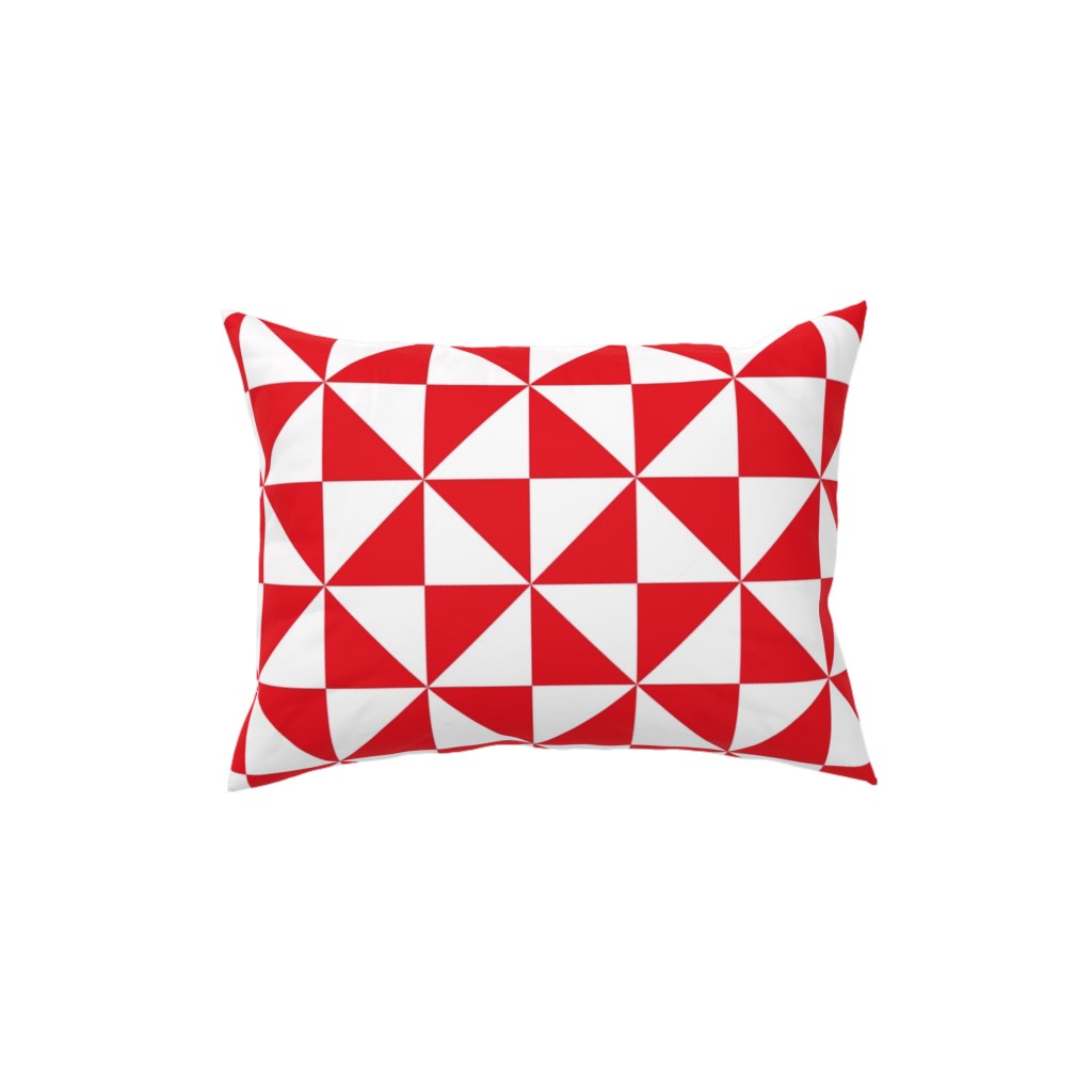 Pinwheels - Red and White Pillow, Woven, Beige, 12x16, Single Sided, Red