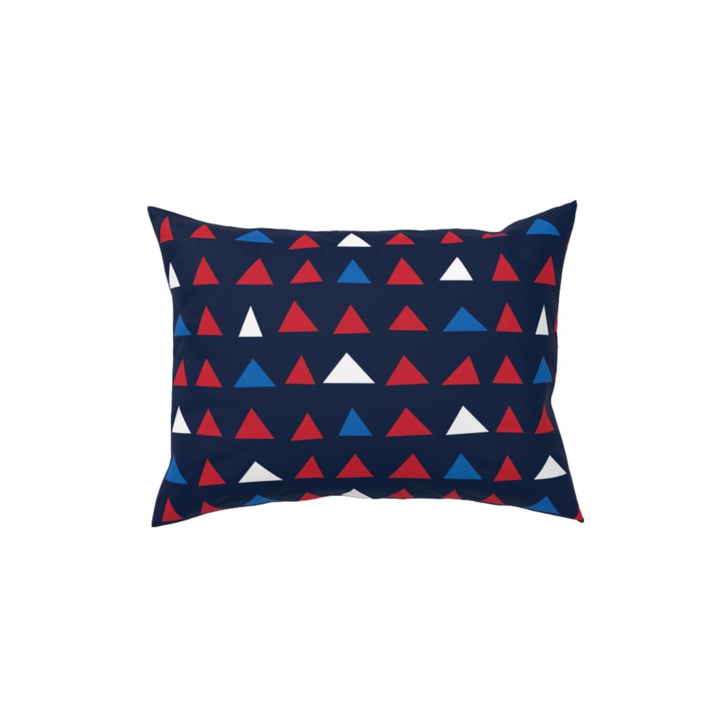Triangles - Red White and Blue Pillow, Woven, Beige, 12x16, Single Sided, Blue