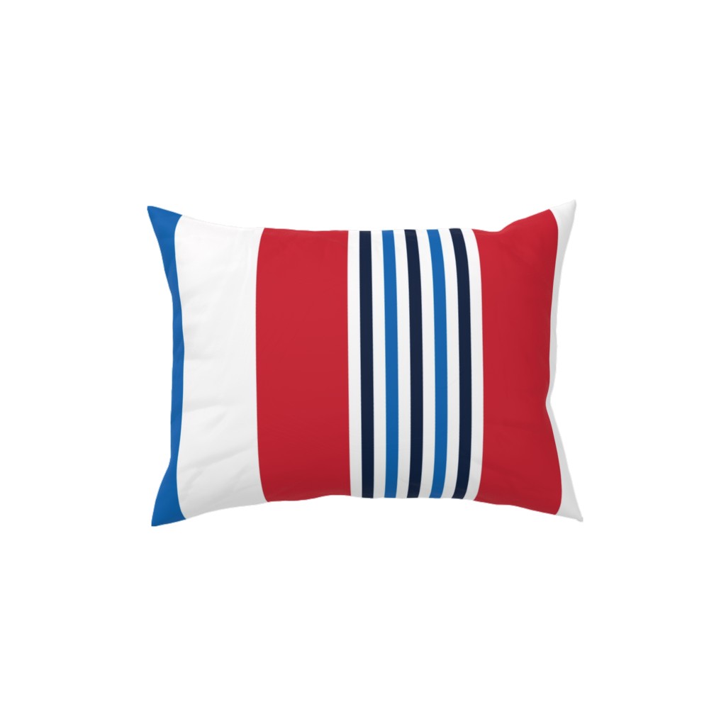 Vertical Stripes - Red White and Blue Pillow, Woven, Beige, 12x16, Single Sided, Multicolor