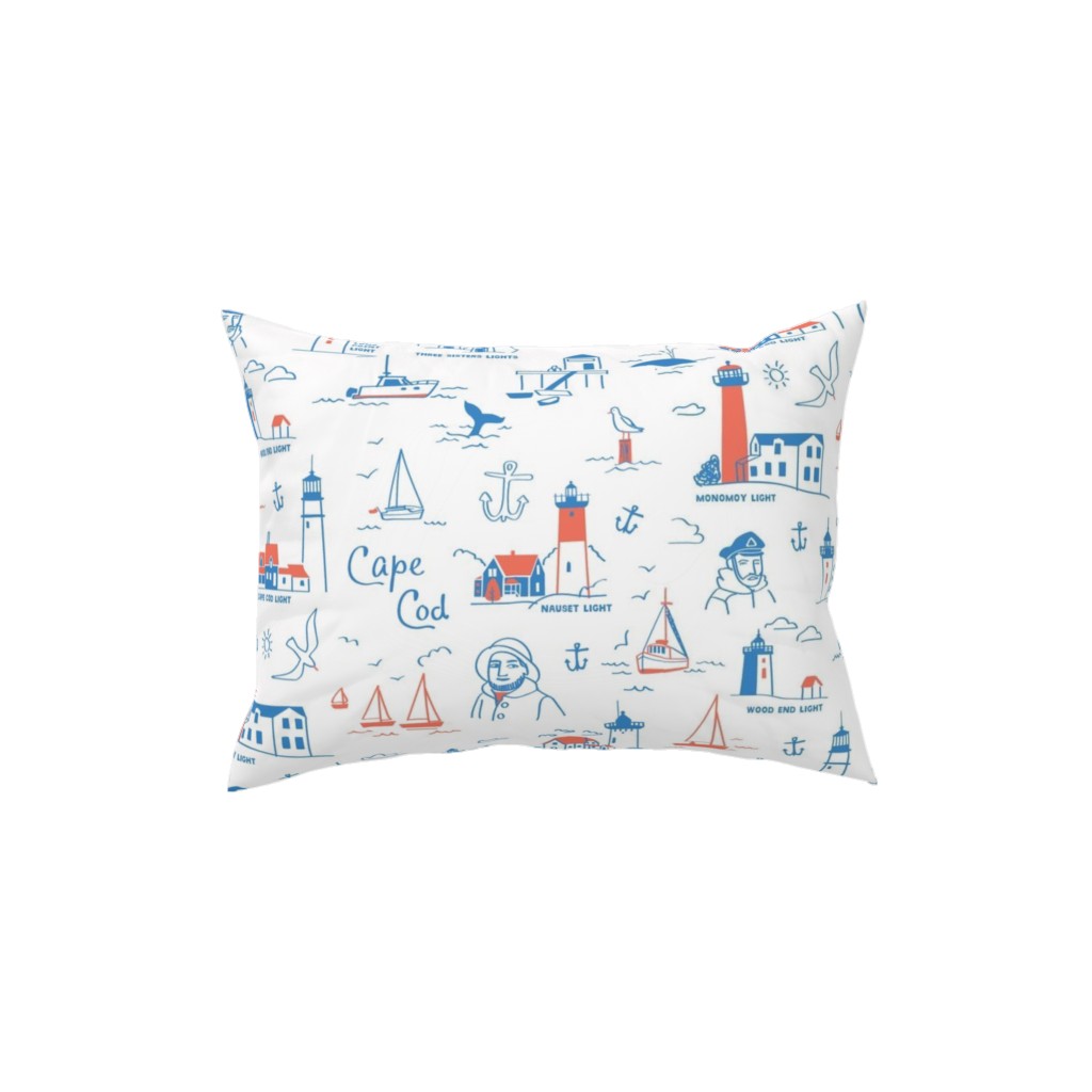 Cape Cod- Blue Pillow, Woven, Beige, 12x16, Single Sided, Blue, True Blue