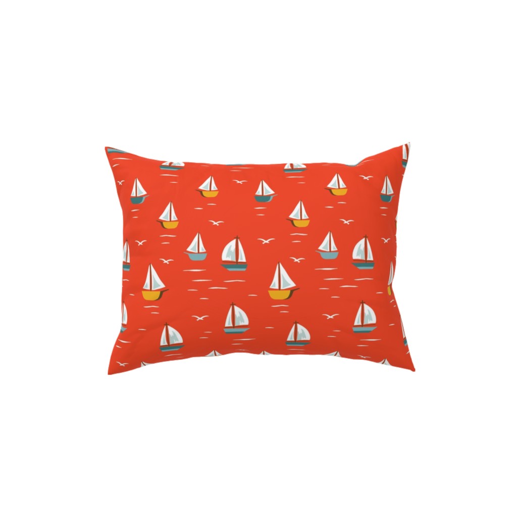 Sailboats Pillow, Woven, Beige, 12x16, Single Sided, Red, New Year