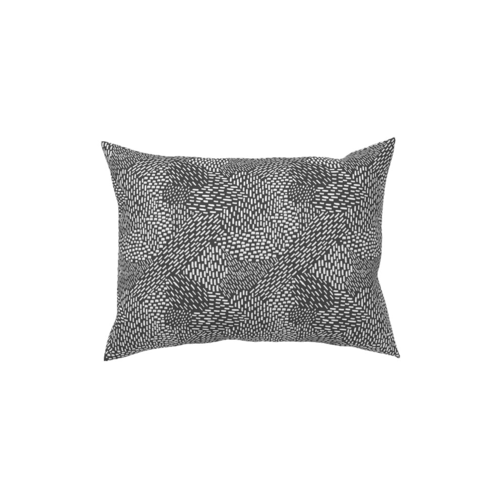 Abstract Brushstrokes Pillow, Woven, Beige, 12x16, Single Sided, Black, Gray