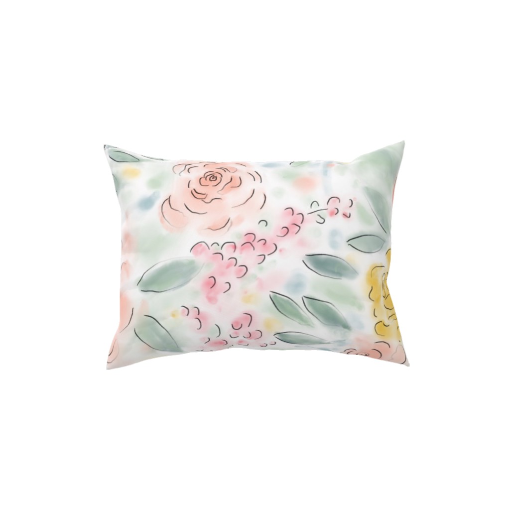 Barely There Watercolor Floral - Multi Pillow, Woven, Beige, 12x16, Single Sided, Multicolor