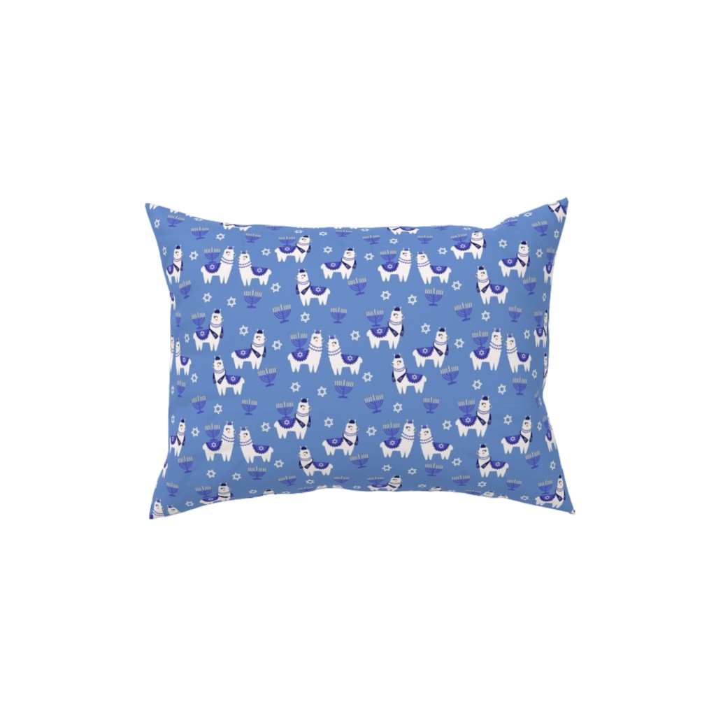 Llamakah - Blue Pillow, Woven, Beige, 12x16, Single Sided, Blue, True Blue
