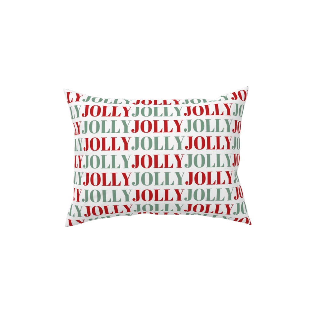 Jolly Print - Red and Green Pillow, Woven, Beige, 12x16, Single Sided, Red, Red