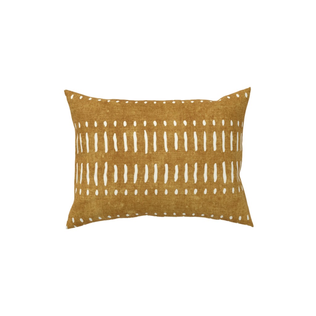 Dash Dot Stripes Pillow, Woven, Beige, 12x16, Single Sided, Yellow