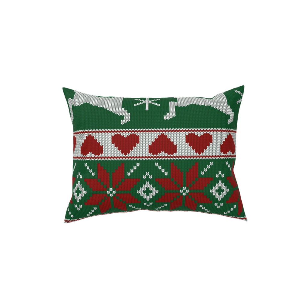 Christmas Knit - Green and Red Pillow, Woven, Beige, 12x16, Single Sided, Multicolor