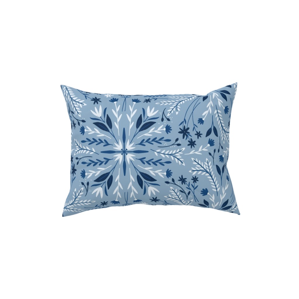 Dotty Floral - Blue Pillow, Woven, Beige, 12x16, Single Sided, Blue, True Blue