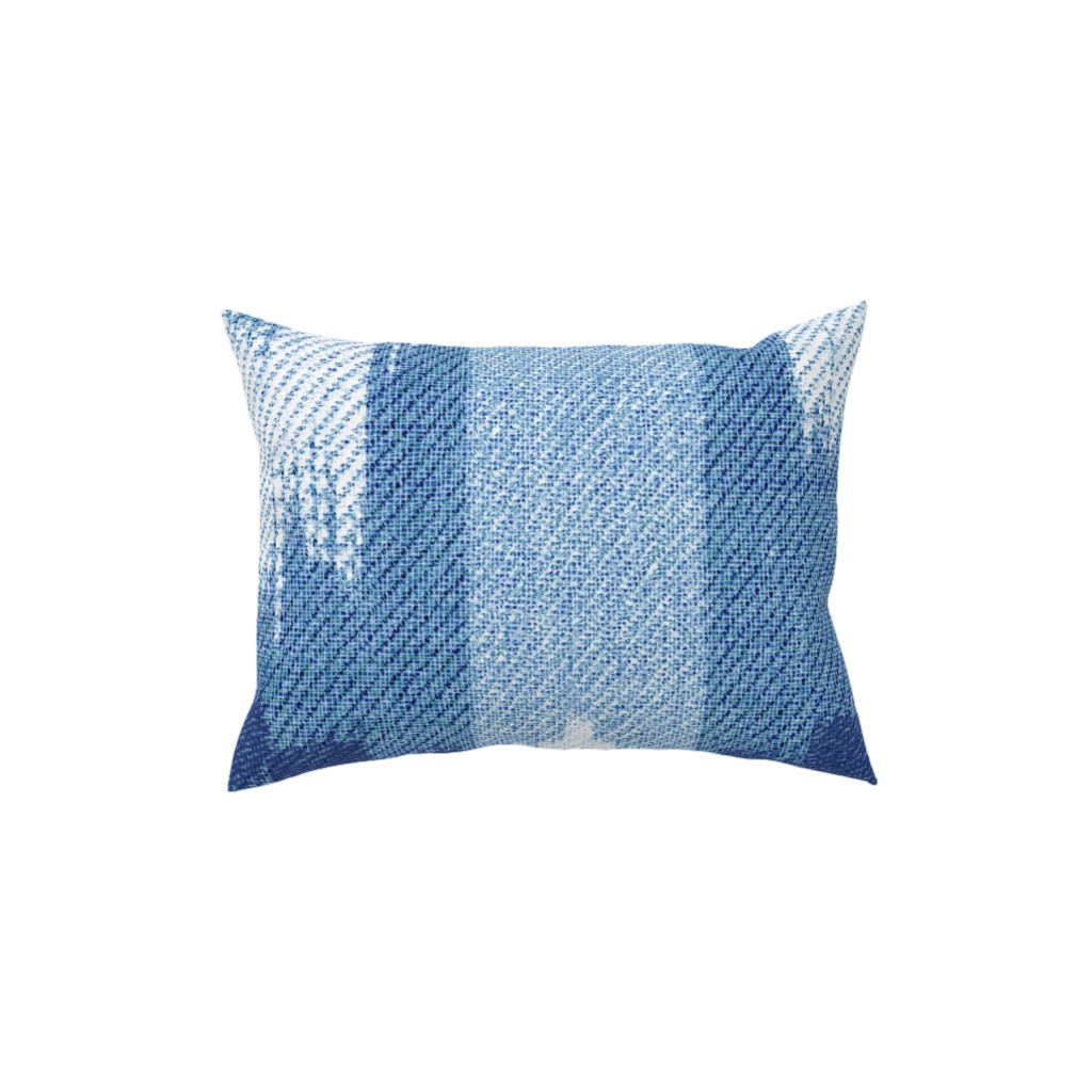 Blue Ikat Pillow, Woven, Beige, 12x16, Single Sided, Blue