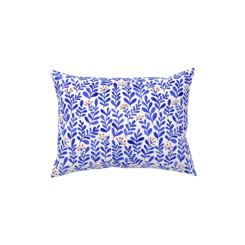Leaves - Blue Pillow, Woven, Beige, 12x16, Single Sided, Blue, True Blue