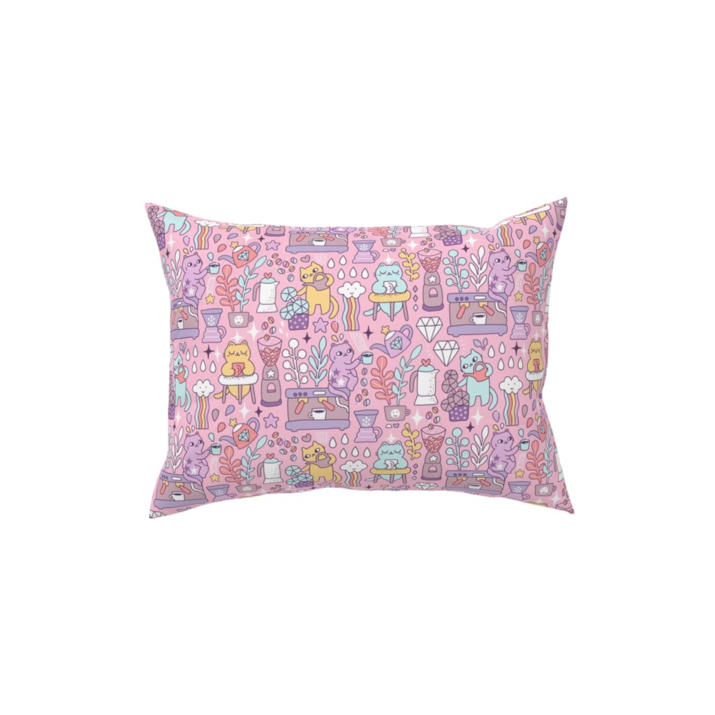 Cute Cats - Multicolor Pastel Pillow, Woven, Beige, 12x16, Single Sided, Pink
