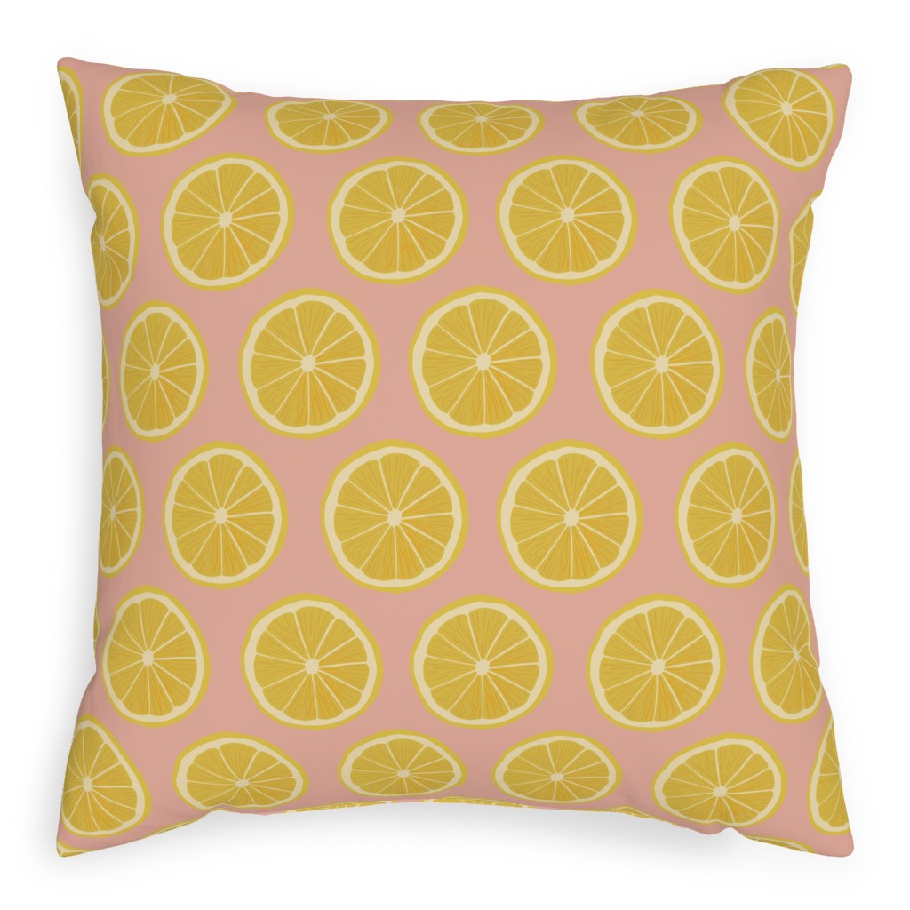 Lemon - Pink Pillow, Woven, Black, 20x20, Single Sided, Pink, Bright Pink