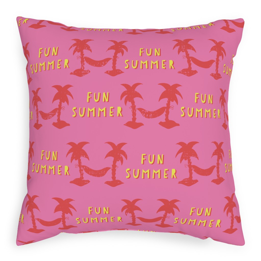 Fun Summer Palm Trees Pillow, Woven, Black, 20x20, Single Sided, Pink