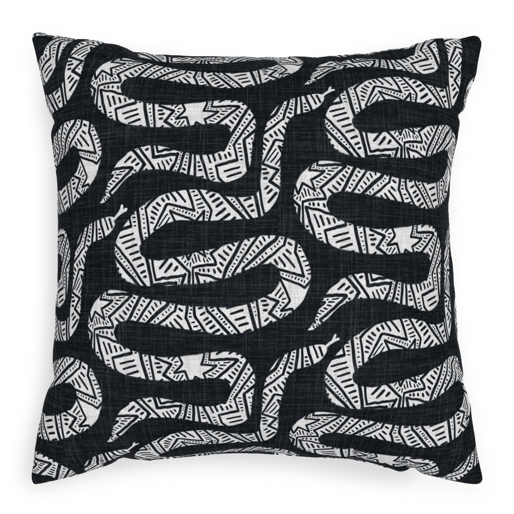 Snake Study - Black Pillow, Woven, Black, 20x20, Single Sided, Black