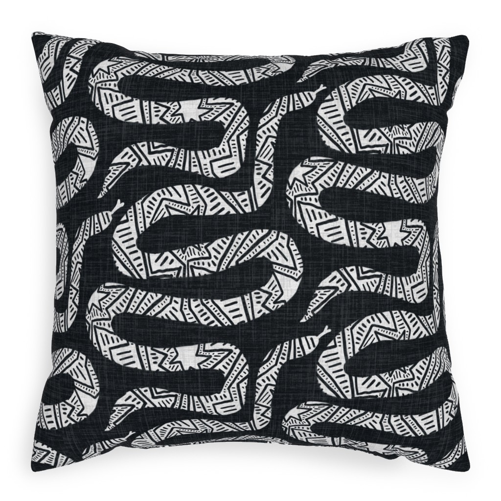 Snake Study - Black Pillow, Woven, Black, 20x20, Single Sided, Black, Black