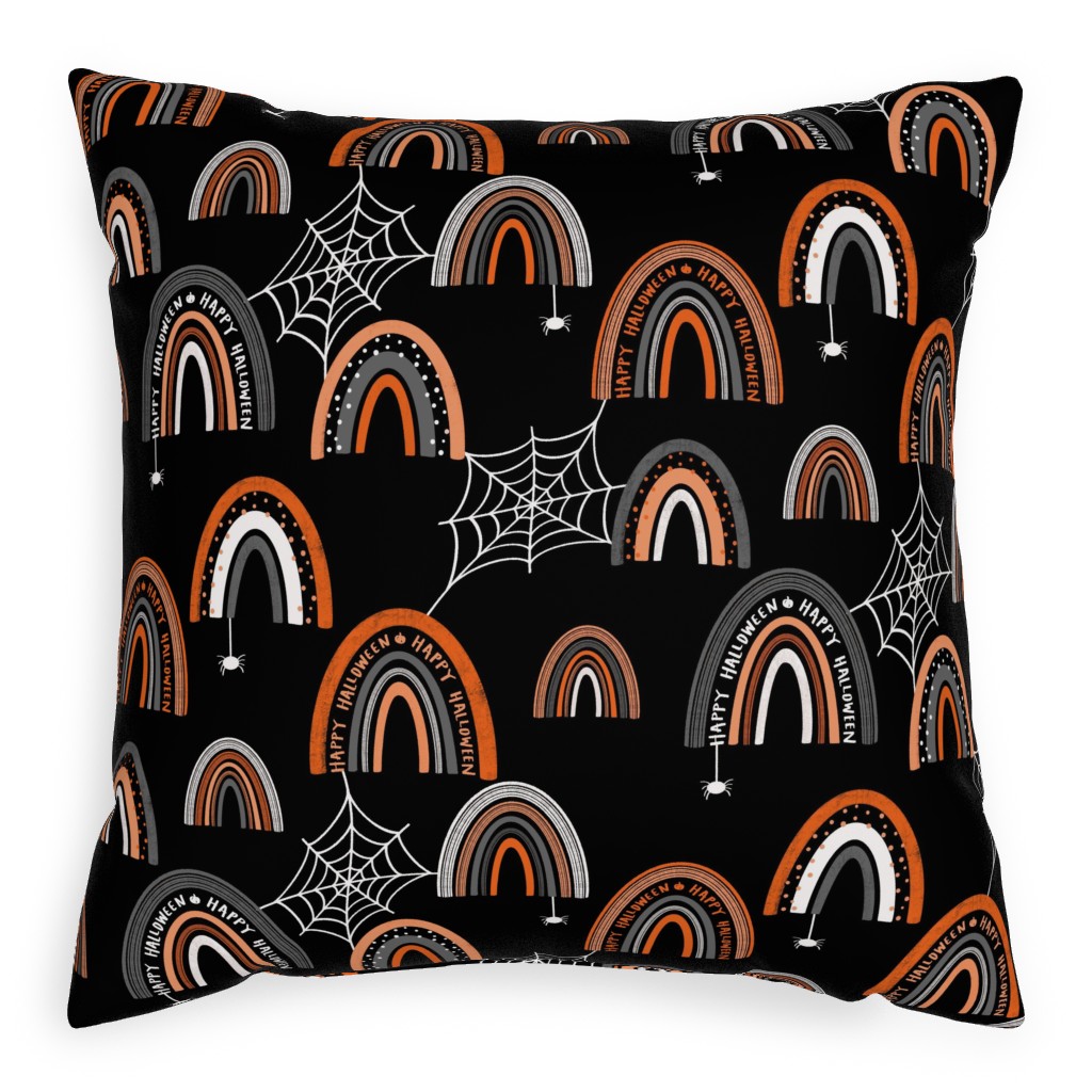 Halloween Rainbows Pillow, Woven, Black, 20x20, Single Sided, Black, Black