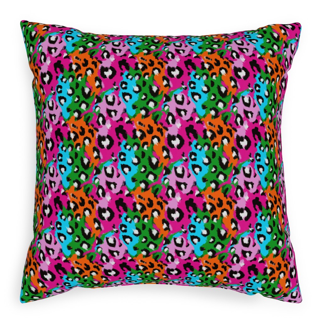Leopard Print - Multi Pillow, Woven, Black, 20x20, Single Sided, Multicolor