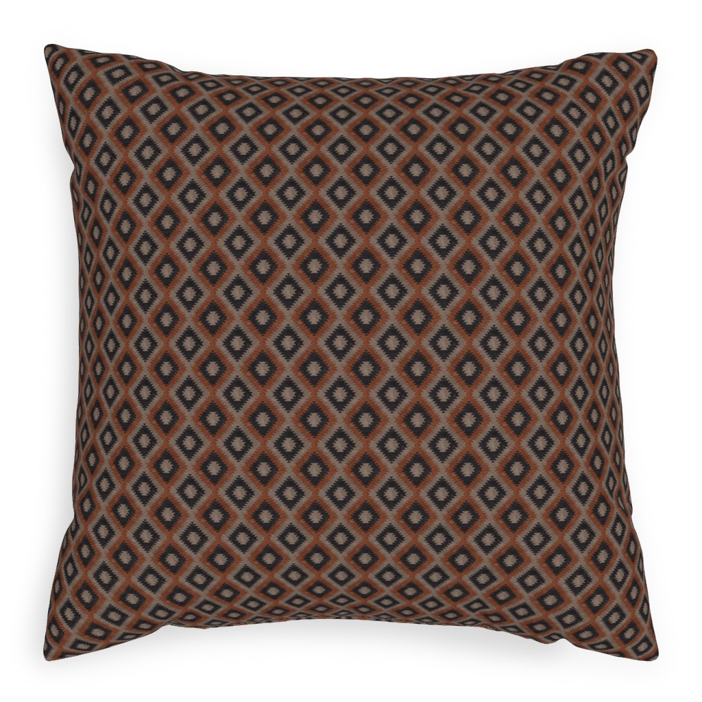 Aztec Pillow, Woven, Black, 20x20, Single Sided, Brown