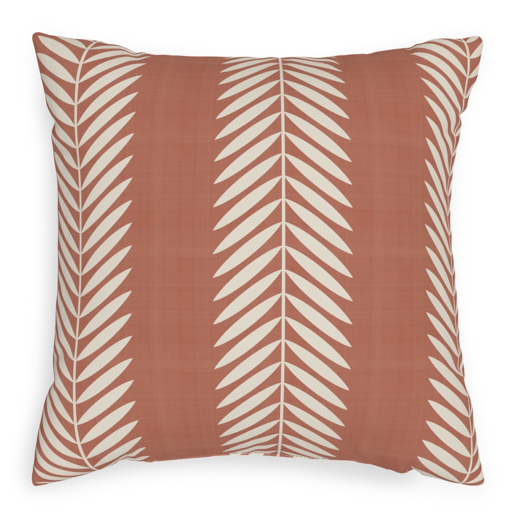 Laurel Leaf Stripe - Clay & Cream Pillow, Woven, Black, 20x20, Single Sided, Orange