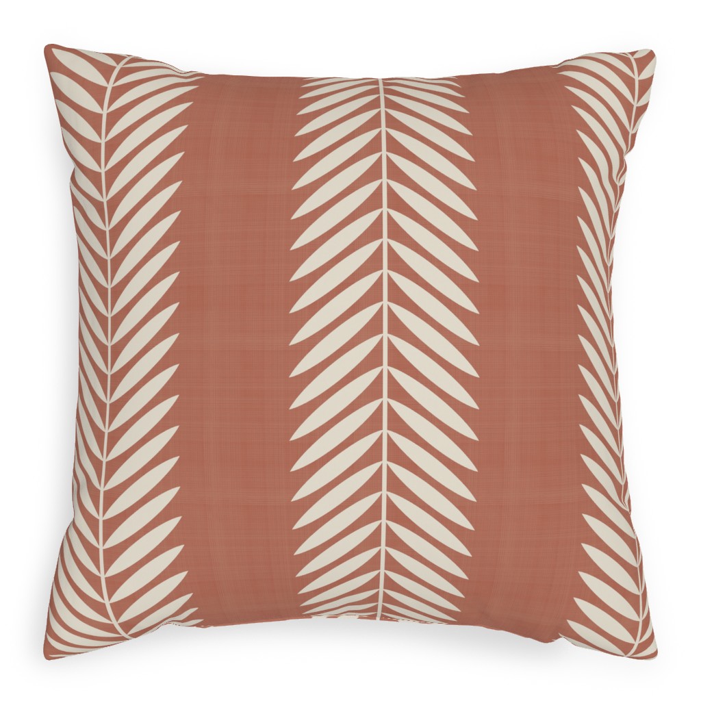 Laurel Leaf Stripe - Clay & Cream Pillow, Woven, Black, 20x20, Single Sided, Orange, Orange