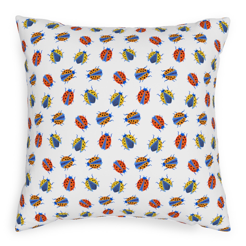 Classic Ladybugs Pillow, Woven, Black, 20x20, Single Sided, Multicolor