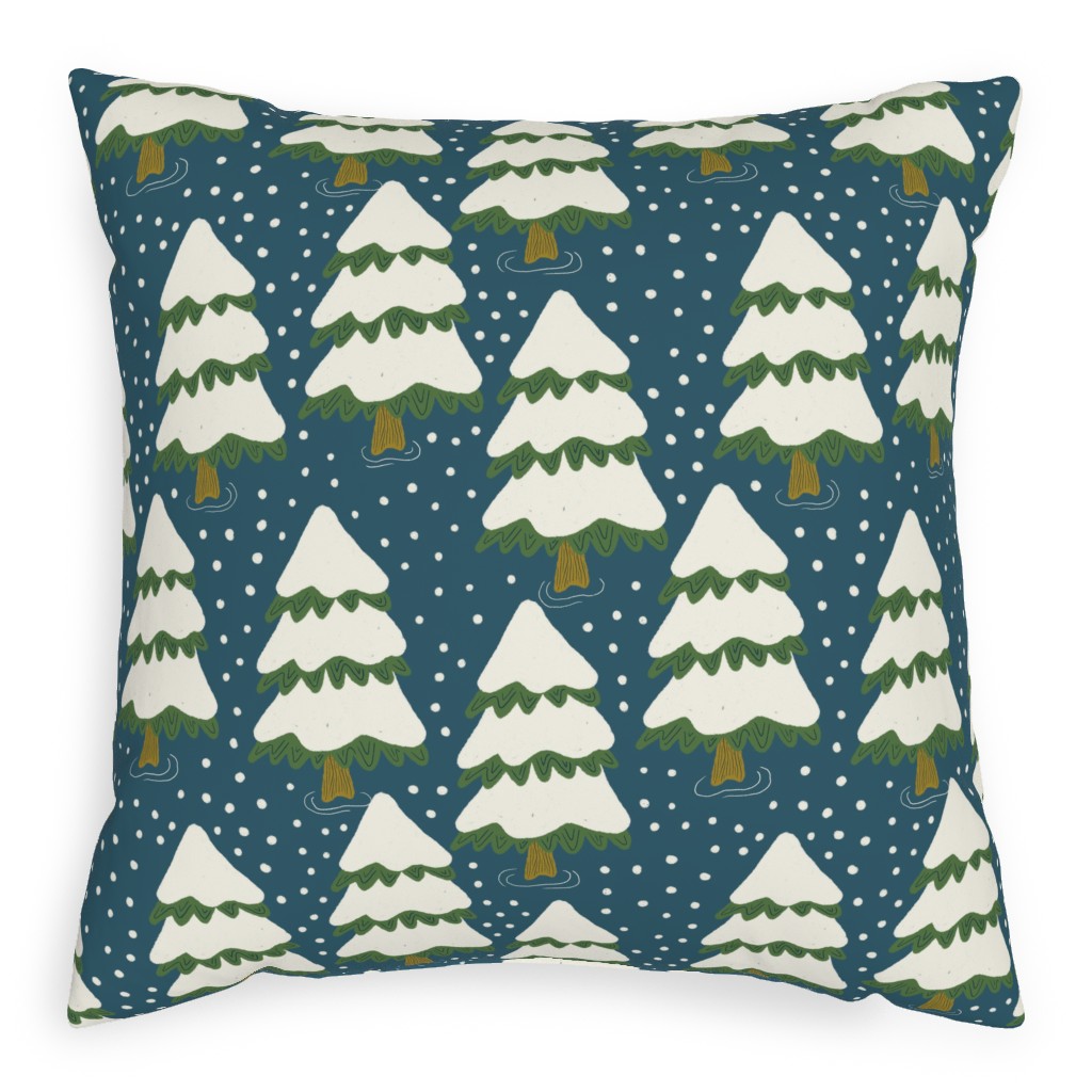 Winter Trees Pillow, Woven, Black, 20x20, Single Sided, Blue, Silver Lake