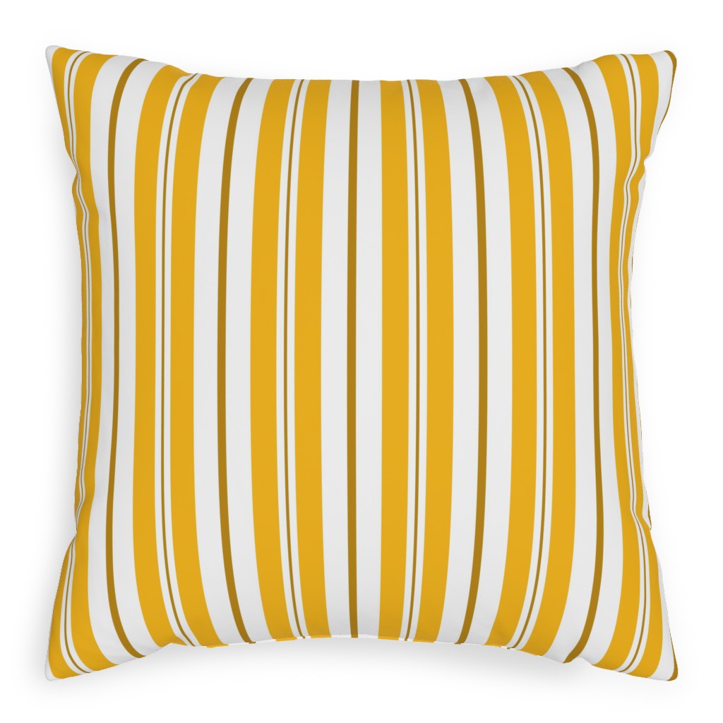 Gold White and Brown Stripes Pillow, Woven, Black, 20x20, Single Sided, Yellow