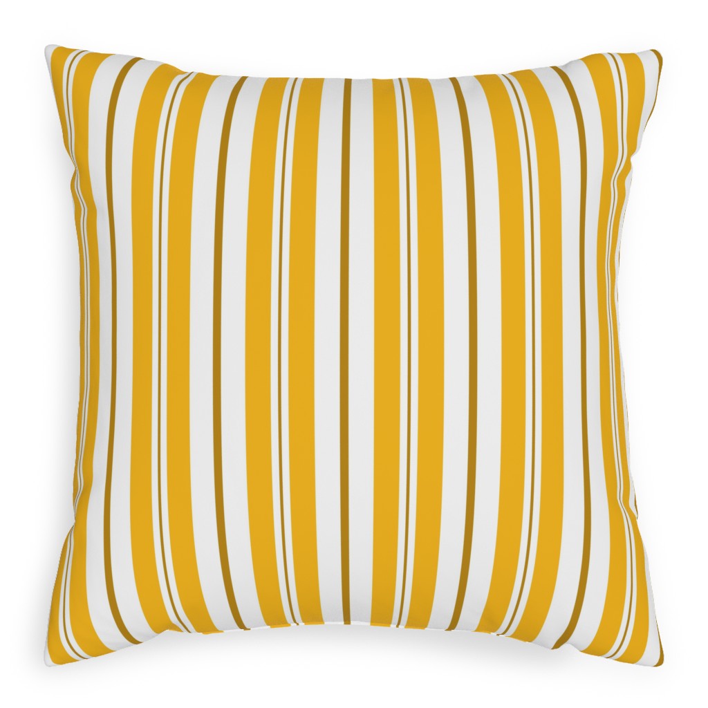 Gold White and Brown Stripes Pillow, Woven, Black, 20x20, Single Sided, Yellow, Classic Yellow