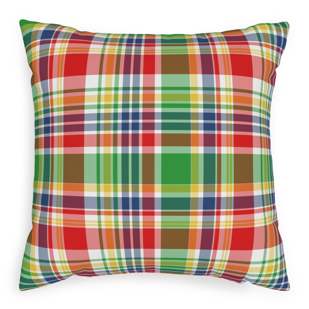Plaid - Multi Bright Pillow, Woven, Black, 20x20, Single Sided, Multicolor
