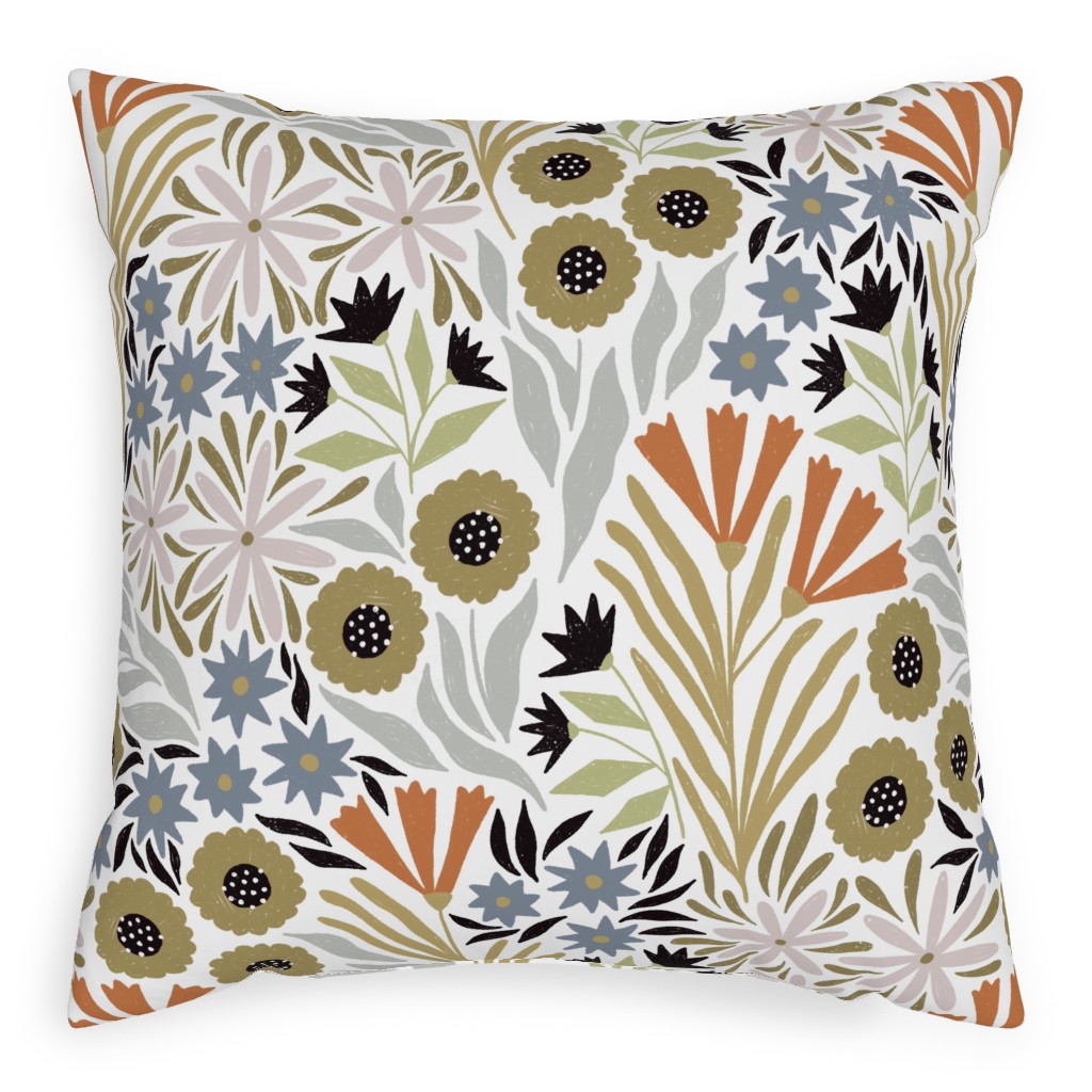 Adeline Floral - Muted Multi Pillow, Woven, Black, 20x20, Single Sided, Multicolor