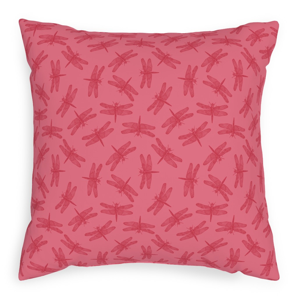 Vintage Dragonfly - Pink Pillow, Woven, Black, 20x20, Single Sided, Pink