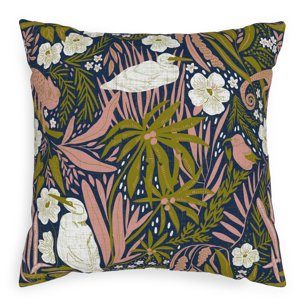 Tropical Hawaiian Dreams Pillow, Woven, Black, 20x20, Single Sided, Multicolor, Gray