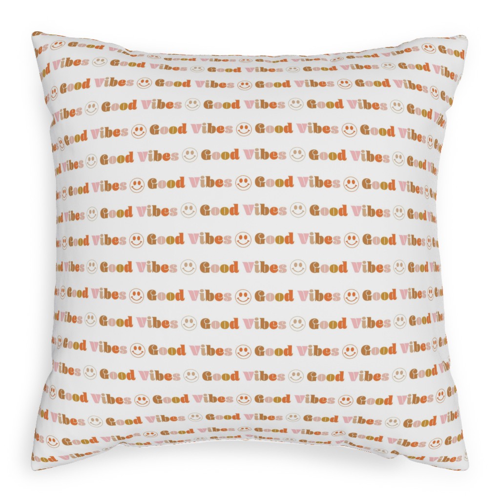 Good Vibes - Neutral Pillow, Woven, Black, 20x20, Single Sided, Beige
