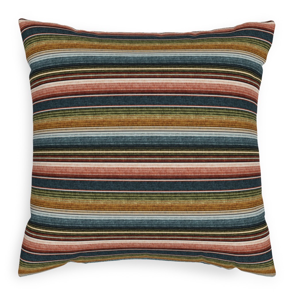 Serape Southwest Stripes - Multi Earthy Pillow, Woven, Black, 20x20, Single Sided, Multicolor