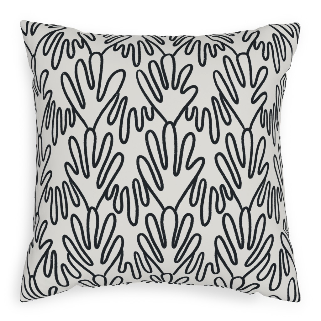 Wavy Lines - Black on White Pillow, Woven, Black, 20x20, Single Sided, White