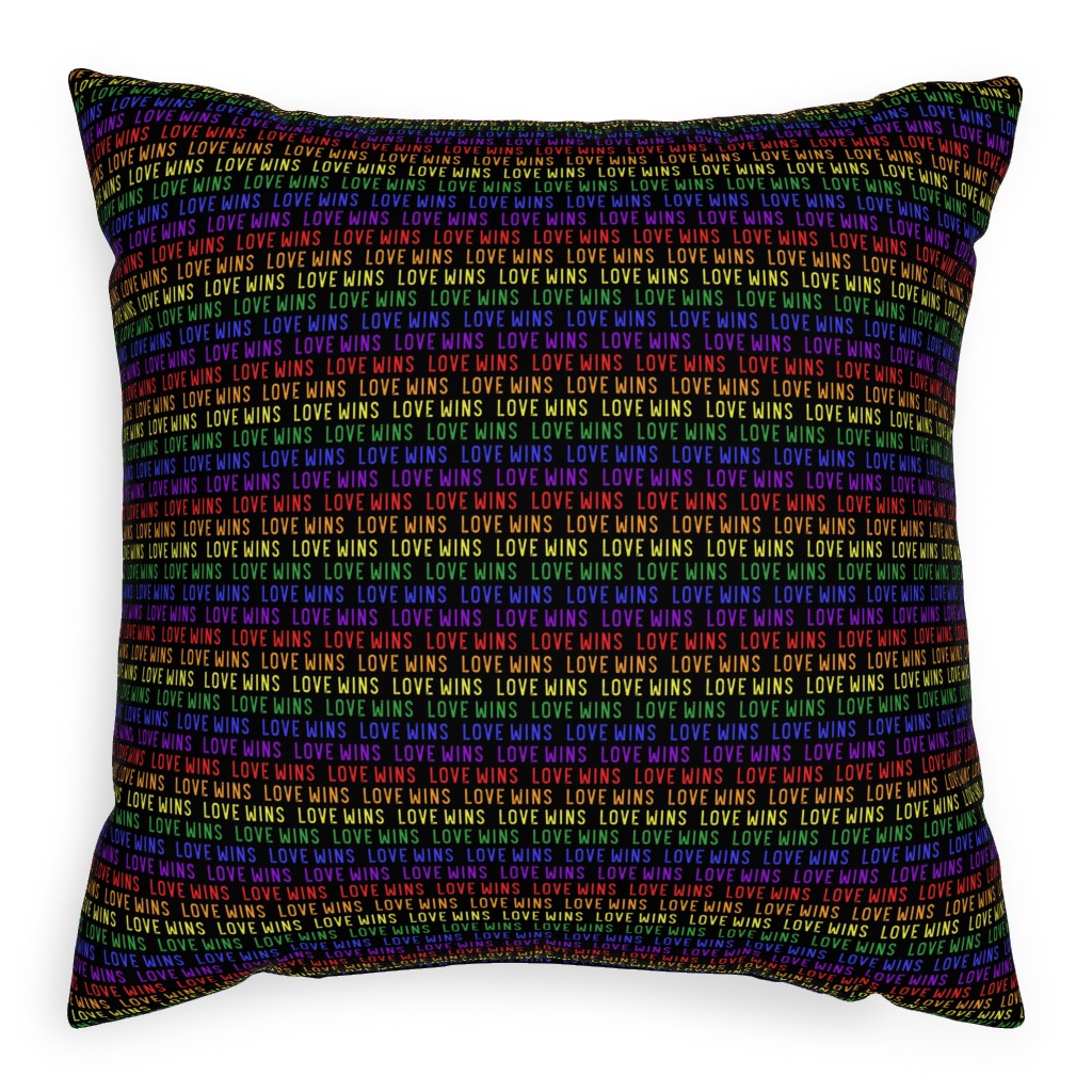 Love Wins Rainbow Pillow, Woven, Black, 20x20, Single Sided, Multicolor, Black
