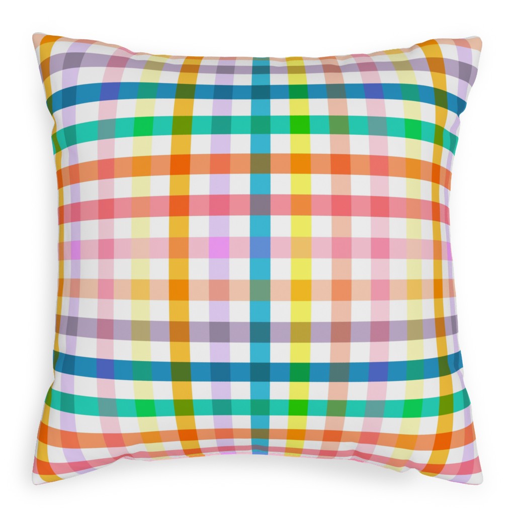 Summer Joyful Picnic Gingham - Multi Pillow, Woven, Black, 20x20, Single Sided, Multicolor