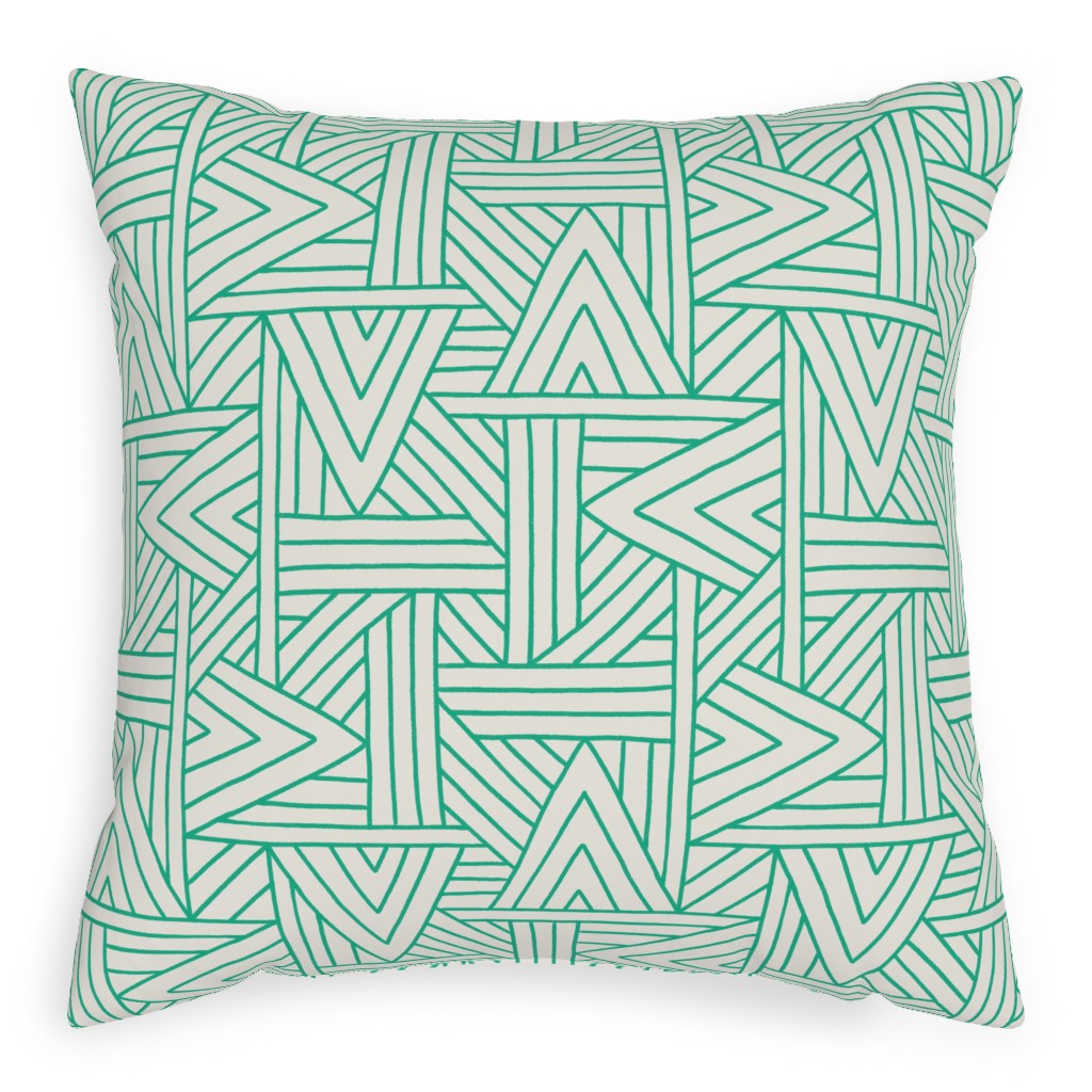 Angles - Green & White Pillow, Woven, Black, 20x20, Single Sided, Green, Classic Green