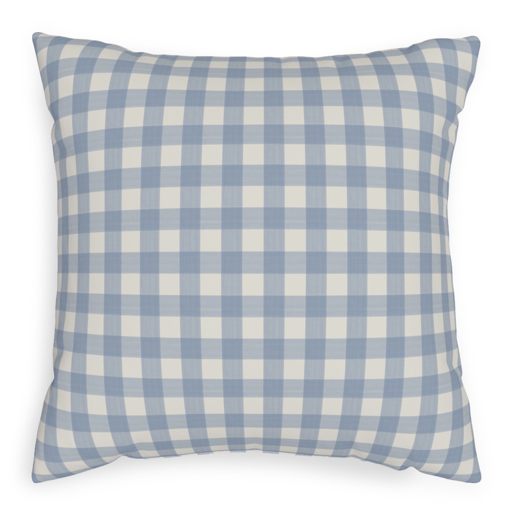 Buffalo Plaid - Soft Blue & Cream Pillow, Woven, Black, 20x20, Single Sided, Blue, True Blue