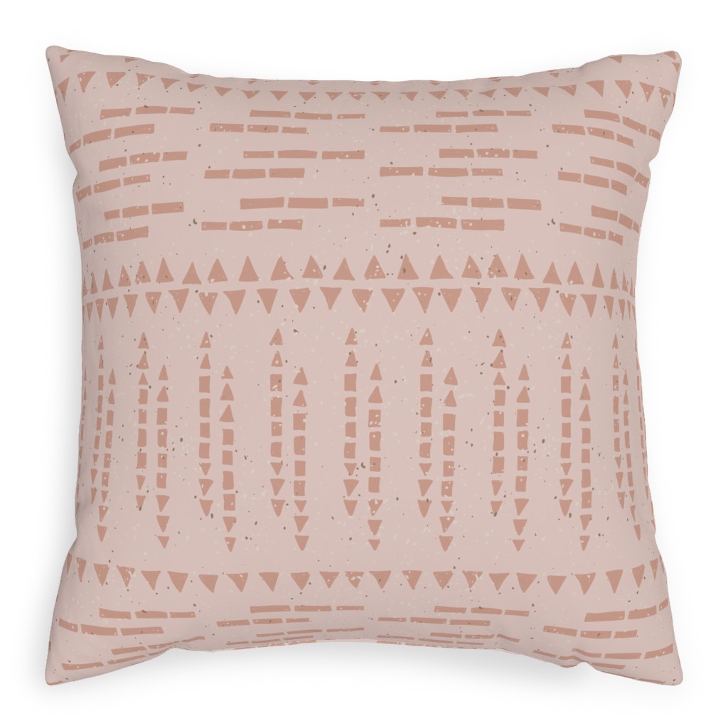 Boho Tribal Dashed Geometric - Pink Pillow, Woven, Black, 20x20, Single Sided, Pink