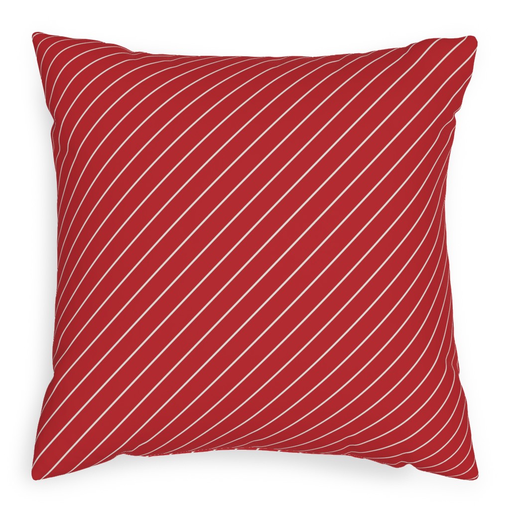 Diagonal Stripes on Christmas Red Pillow, Woven, Black, 20x20, Single Sided, Red