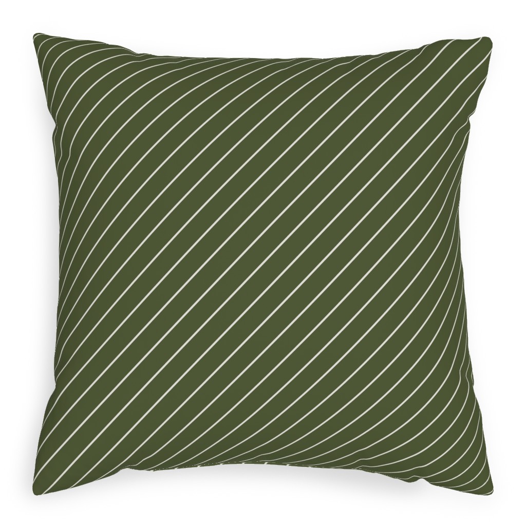 Diagonal Stripes - Pine Green Pillow, Woven, Black, 20x20, Single Sided, Green, Classic Green
