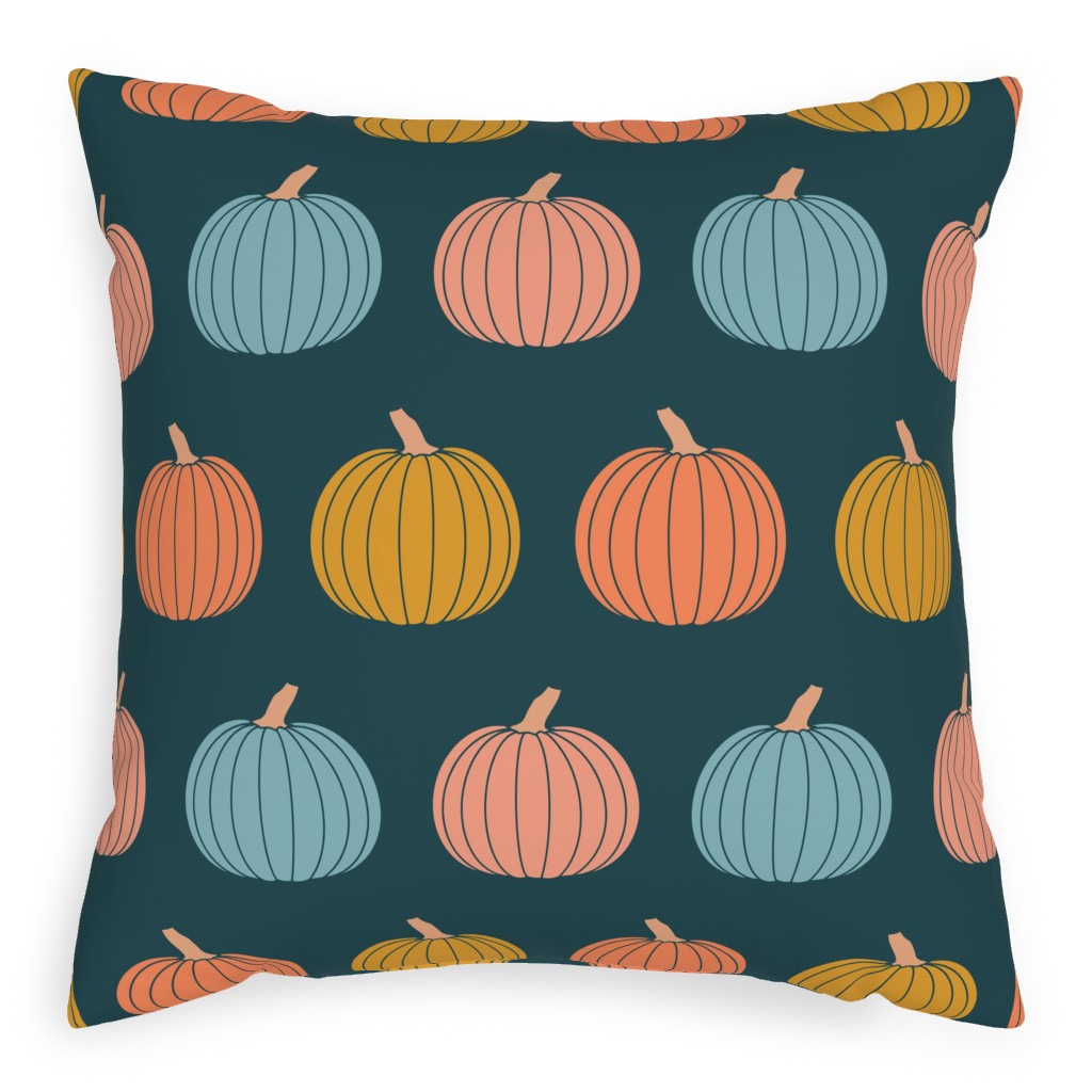Colorful Halloween - Teal and Orange Pillow, Woven, Black, 20x20, Single Sided, Multicolor