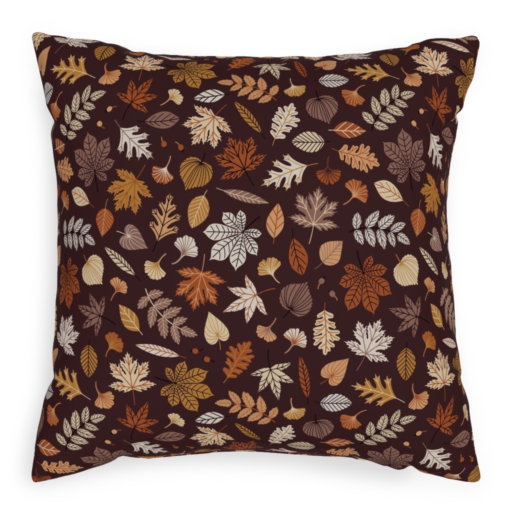 Fall Time Leaves - Brown Pillow, Woven, Black, 20x20, Single Sided, Brown