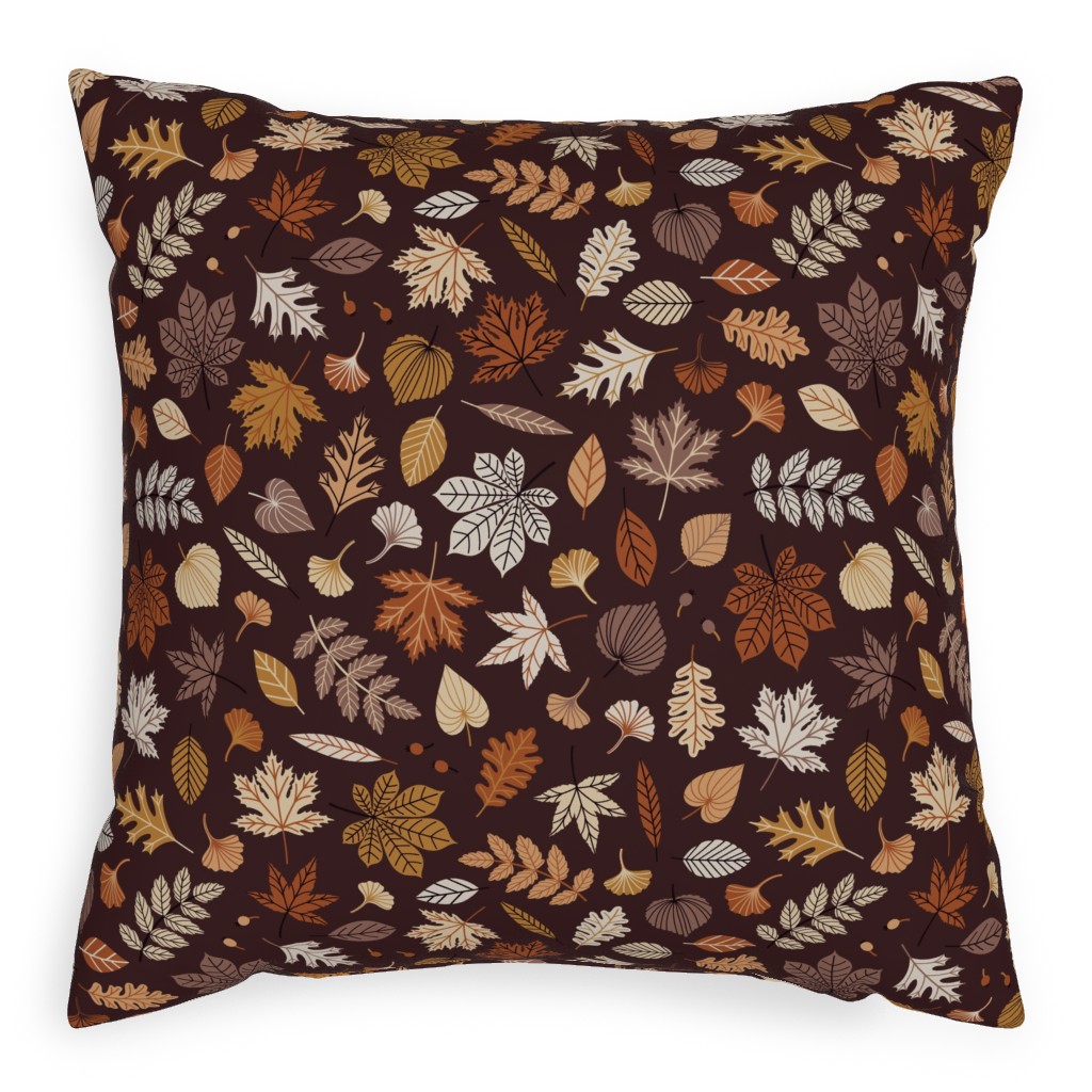 Fall Time Leaves - Brown Pillow, Woven, Black, 20x20, Single Sided, Brown, Brown
