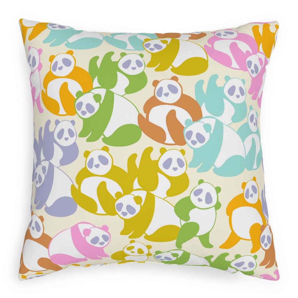 Retro Panda Playground Pillow, Woven, Black, 20x20, Single Sided, Multicolor