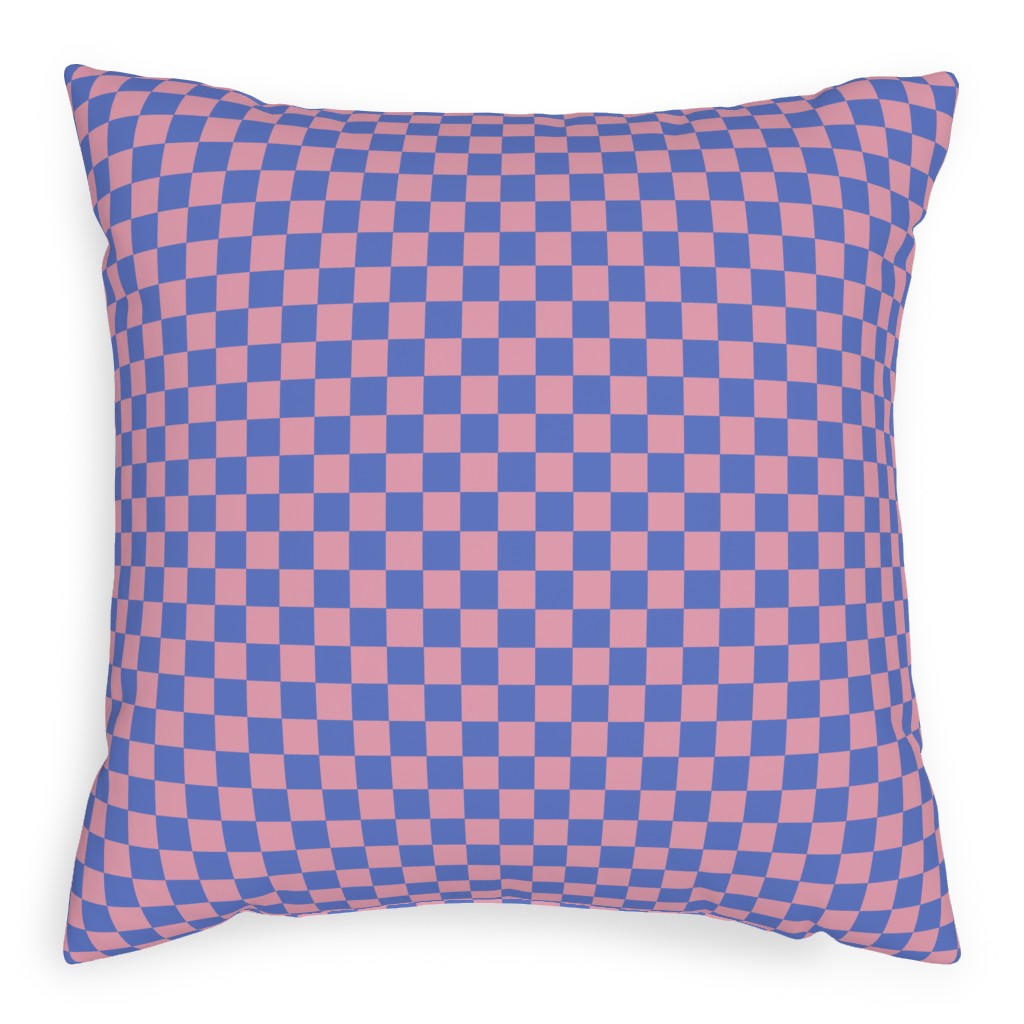 Fun Checkers - Pink and Purple Pillow, Woven, Black, 20x20, Single Sided, Pink, Bright Pink