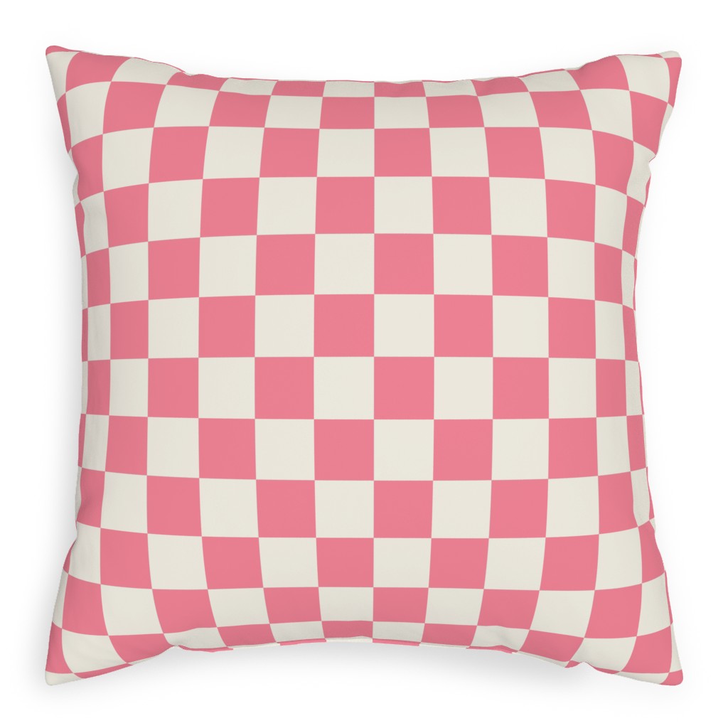 Checkered Pattern - Pink Pillow, Woven, Black, 20x20, Single Sided, Pink
